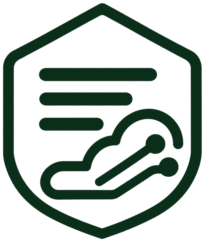 Edda shield with three horizontal strokes and a cloud-and-circuit motif